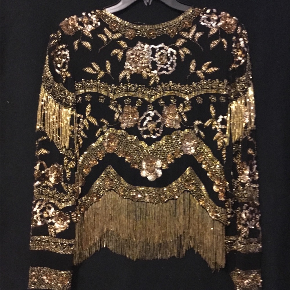Vintage gold, sequin and beaded top!